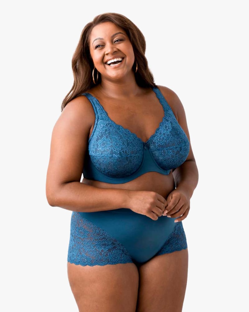 Full Cup Lace Plus Size Underwire Bra Teal